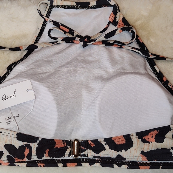 Edel Qual Two Piece Bikini Cheetah Print Halter Bathing Suit SIZE SMALL - Picture 3 of 6